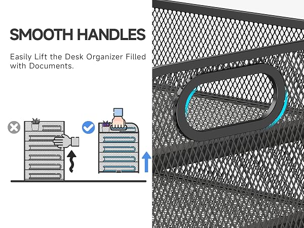 You could lift this paper organizer easily with smooth handles.