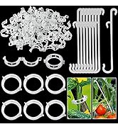 250 Pcs Tomato Clips, Plant Support Clips and J Tomato Hooks, Plastic Trellis Clip Vegetable Cage...