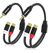 HOSONGIN 1ft RCA Splitter 1 Male to 2 Female Y Adapter 2 Pack, Short RCA Audio Speaker Splitter C...