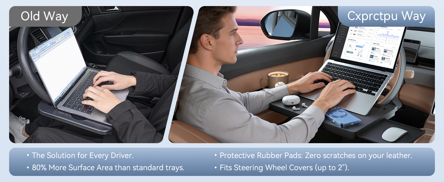Heavy duty car eating tray with tablet holder