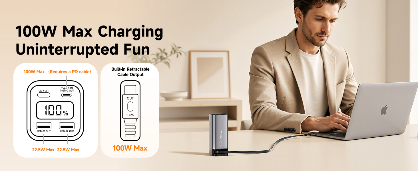 100w power bank 20000mAh portable charger for laptop phone