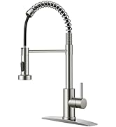 FORIOUS Kitchen Faucets, Brushed Nickel Kitchen Sink Faucet with Pull Down Sprayer, Commercial Ki...