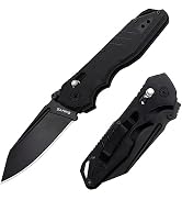 EMHTiii Pocket Folding Knife for Men: 3.93" Stainless Steel All Black Blade, Axis Lock, G10 Scale...