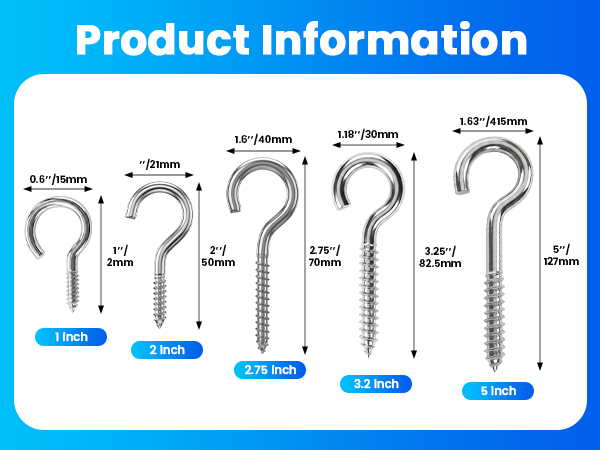 304 Stainless Steel Screw-in Hooks