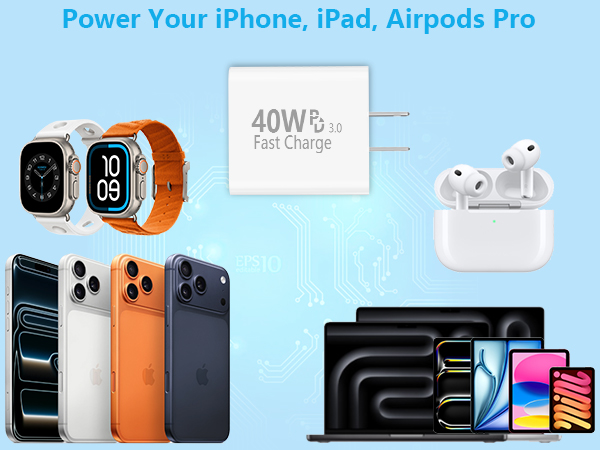 MFi Certified 4Pack 40W USB-C Charger Block Type-C Wall Charging Dynamic Power Adapter