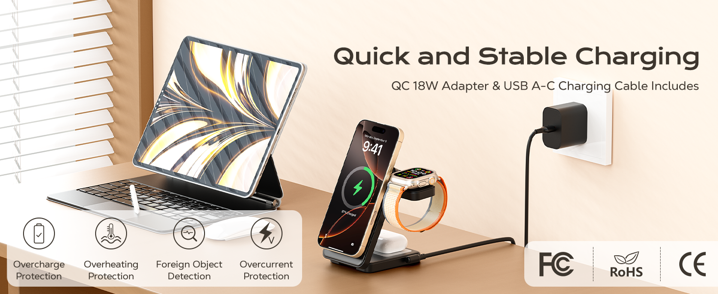 Magnetic wireless charger with adapter