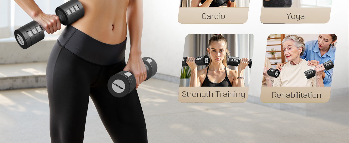 EAST MOUNT Adjustable Dumbbells 5 lb Dumbbells Set of 2 / Free Weights Women Hand Weights