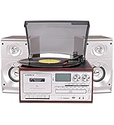 LoopTone Vinyl Record Player with Dual 15W External Speakers 9 in 1 3 Speed Bluetooth Vintage Tur...