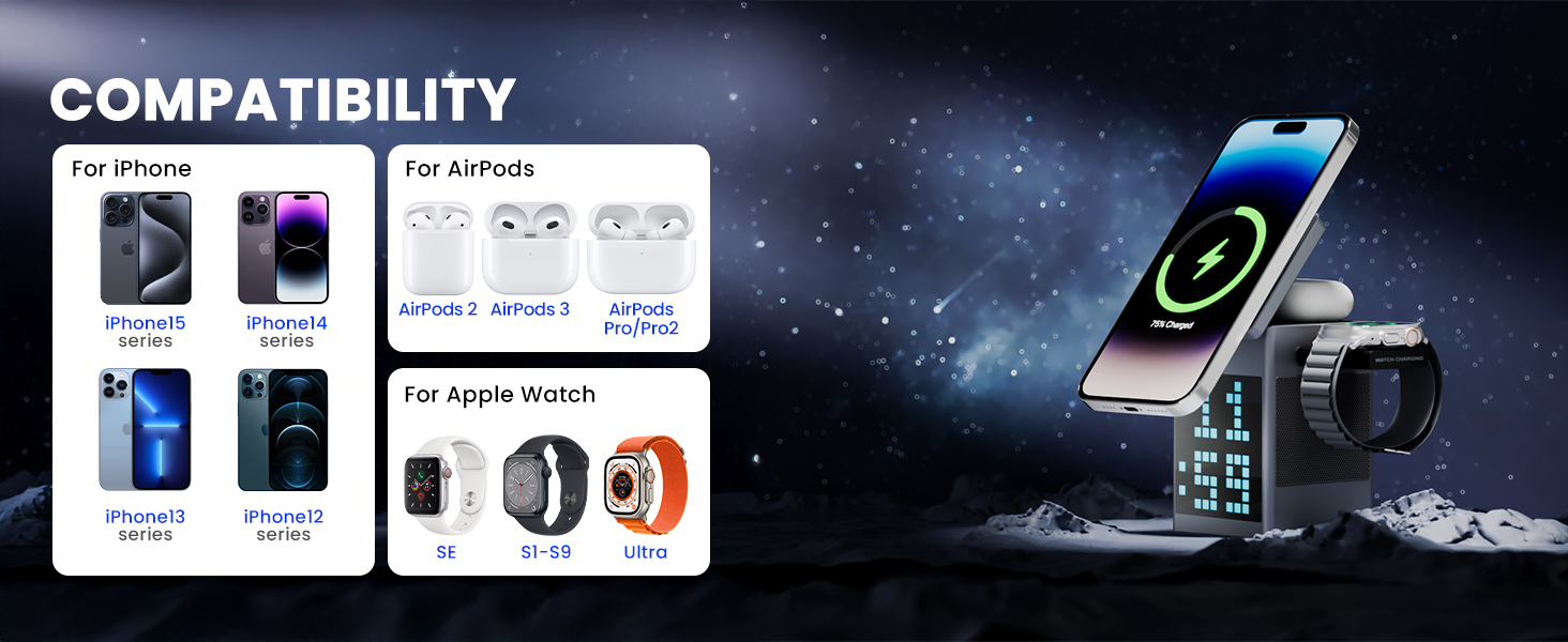 3-in-1 wireless charger for iPhone, Apple Watch, AirPods