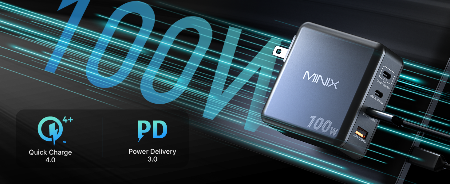 100watt type c charger gan travel charger,pd + qc ac adapter,100w usb c power adapter,euro plug