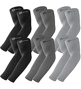 6 Pairs UV Sun Protection Arm Sleeves, UPF 50 Arm Compression Sleeves for Men Women Teenager, Tat...