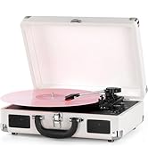 Vinyl Record Player Bluetooth 3-Speed Portable Vintage Suitcase with Built-in Speakers, RCA Line ...