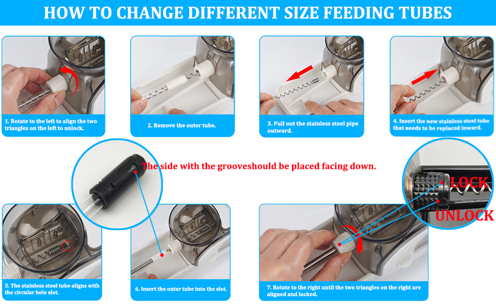 How to change different size's feeding tubes
