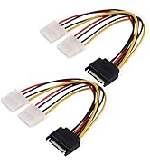 OHKIKOME SATA 15pin to Dual 4pin Molex one-to-Two Power Y Splitter Cable 2 Pack, 12 inch Hard Dri...