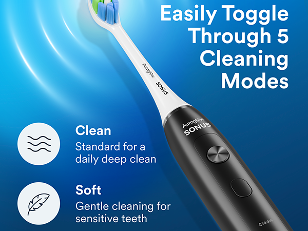 Auraglow sonus electric toothbrush modes and vibration