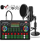 Podcast Equipment Bundle, 48V Condenser Microphone Bundle with M300 Voice Changer, Podcast Microp...