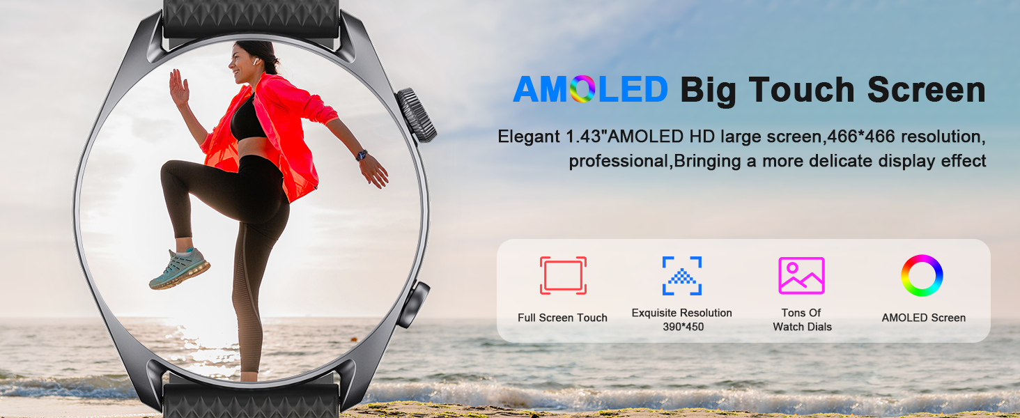 LC310 Smartwatch uses a 1.43AMOLED color screen, which can bring high-definition visual effects