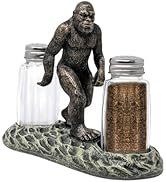 Bigfoot Salt and Pepper Shaker Set with Holder - Mythical Sasquatch Kitchen Décor -Unique Rustic ...