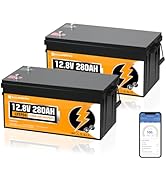ECO-WORTHY 12V 280Ah 2 Pack LiFePO4 Lithium Battery with Bluetooth, Low Temp Protection, Built-in...