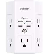 Surge Protector, USB Wall Charger, 5 Outlet Extender with 4 USB Ports, 3-Sided 1800J Power Strip ...