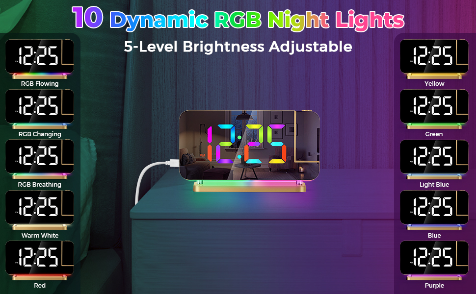 LED and Mirror Projection Digital Clocks Large Display 