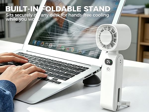 5000mAh Battery Rechargeable Personal Foldable Fans with LED Display Travel Outdoor Office Summer