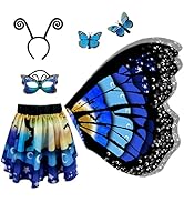 Jackcell Butterfly Wings Costume for Girls, Fairy Wings Halloween Costumes Set,Butterfly Cape wit...