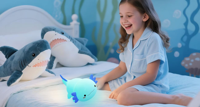blue axolotl lamp