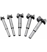 Meichoon Forstner Bit Set Wood Drill 15-35mm 5pcs Carbide Forstner Bits High Speed Steel Flat Win...