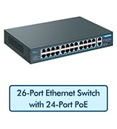 YuanLey 26 Port PoE Switch, 24 PoE+ Port 100Mbps, 2 Uplink Gigabit, 802.3af/at 400W High Power, R...