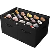 TOPIA HOME Shoe Organizer for Closet, Foldable Shoe Box with Adjustable Dividers and Clear Cover,...