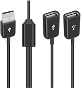Duttek USB Splitter 1 in 2 Out Charger Cable, USB 2.0 A Male to 2 Dual USB Female Y Splitter Cabl...