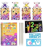 Cityrosy 12 Pack Scratch Art Paper Rainbow Sets Scratch Off Art Notebook Crafts Easter Gifts Part...