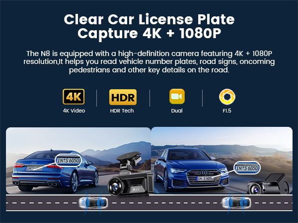 Clear Car License Plate Capture 4K +1080P