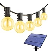 ZJOJO Solar Outdoor String Lights 35Ft G40 Globe Patio Lights with 15 Edison Glass Bulbs(1 Spare)...