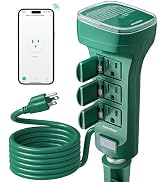 SURAIELEC Outdoor Smart Plug, 6 Outlet WiFi Power Stake Light Timer, 6FT Extension Cord, Electric...