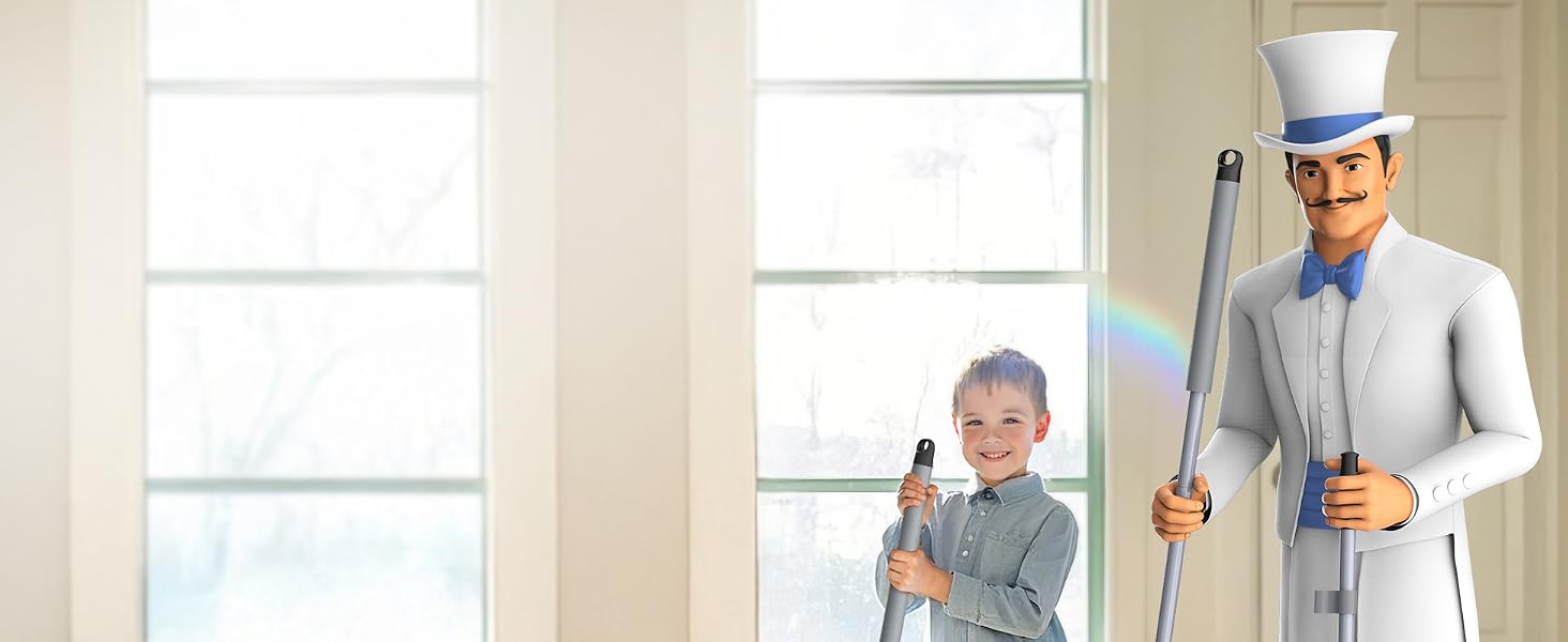 MR.SIGA Broom and Dustpan Set with Adjustable Long Handle