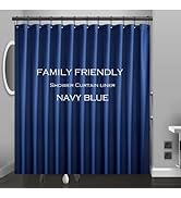 Eazzier Bath Navy Blue Plastic Shower Curtain Or Liner, 72x72 Inch Thin Lightweight Dark Blue Pla...