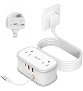 UK Adapters for Travel, US to UK Plug Adapter 2 Outlets 3 USB Ports, 5ft Travel Power Cord with R...