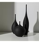 DecoVlog Black Ceramic Vases Set of 3, Modern Boho Vases for Centerpiece Decor, Matte Minimalist ...