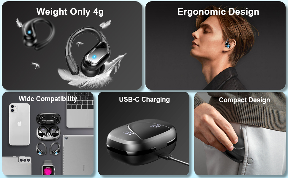 sports earbud Black earbud wireless earbud with earhooks wireless earbud with microphone 