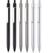LINFANC 6 Pcs Gel Pens Ballpoint, Metal Barrel Medium Point 0.7 mm Quick Dry Black Ink Cute Pens ...