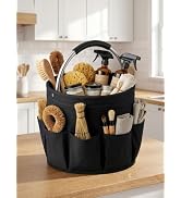 Cleaning Caddy with Handle, 17L Foldable Storage Basket with 6 Pockets, Portable Cleaning Supplie...