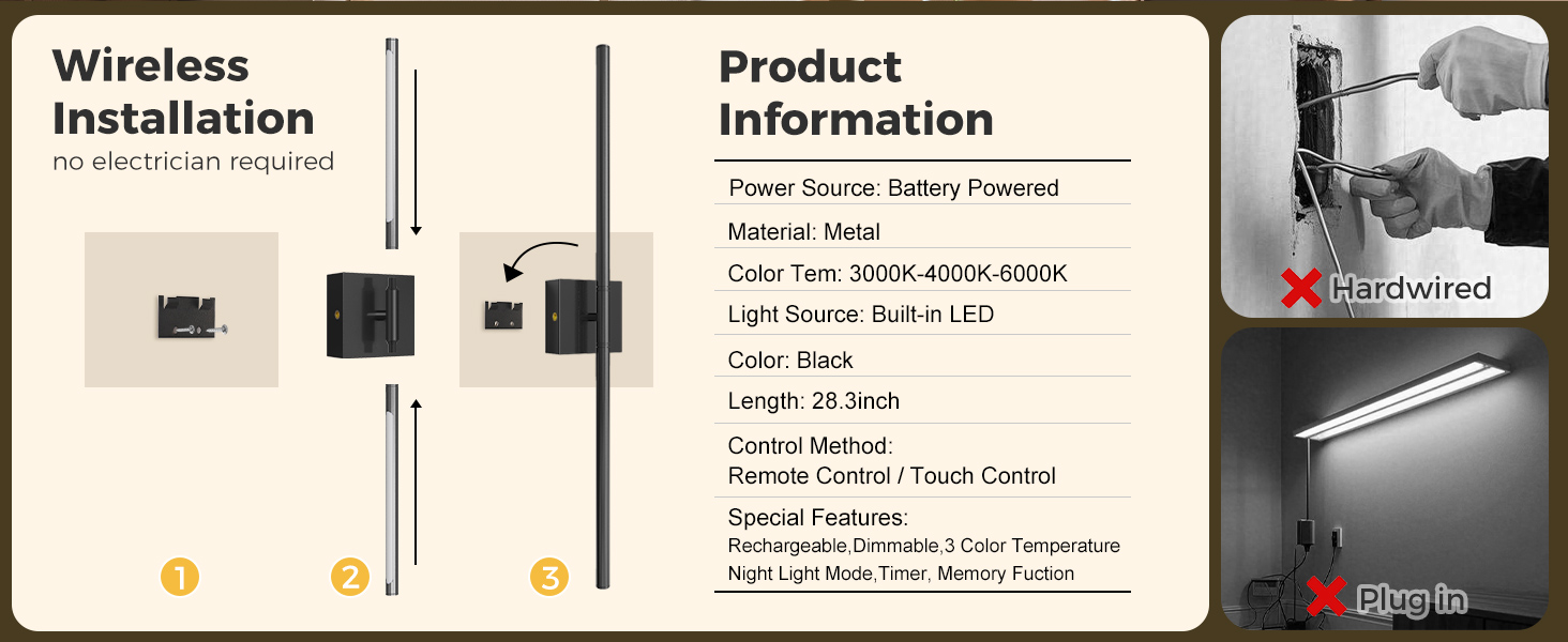 Black battery wall sconces