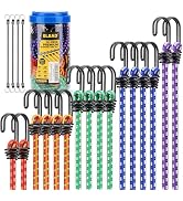 Bungee Cords Heavy Duty Outdoor: 20 Pcs Premium Rubber Bungee Cords with Hooks in a Storage Jar I...