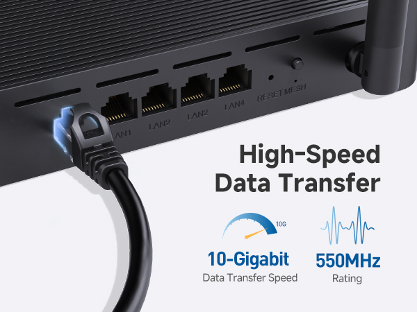 High-performance Cat6 network cable for LAN connections and internet