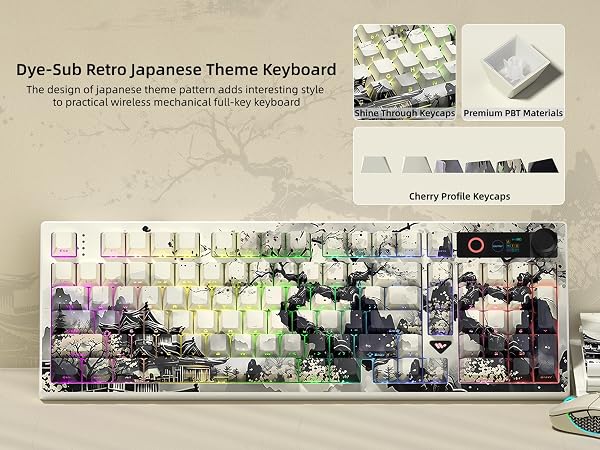 Womier L98 Retro Wireless Mechanical Creamy Keyboard with TFT Screen&amp;amp;Knob