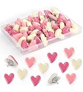 GOOLADA 36 Pieces Pink and White Cute Heart Push Pins, Decorative Thumb Tacks, Cute Pushpins for ...