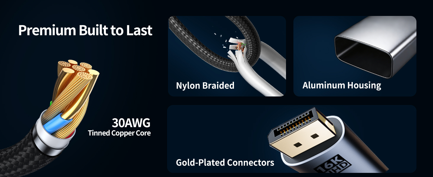 Built to Last. Premium Quality. Featuring a braided nylon cable and Aluminum Housing for durability.