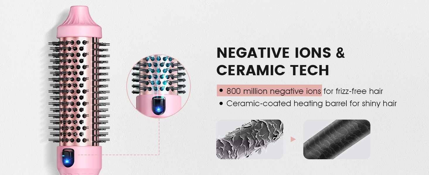 negative ion thermal brush heated round hot curling iron brush straightener volumizing blowout
